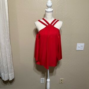 SHEIN Vibrant Red cold shoulder top